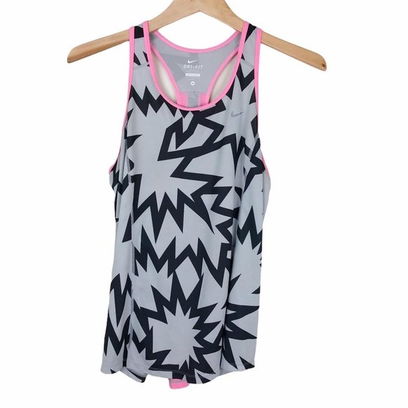 Nike Dri-Fit Pink Grey Patterned Athletic Tank Top - Picture 1 of 8